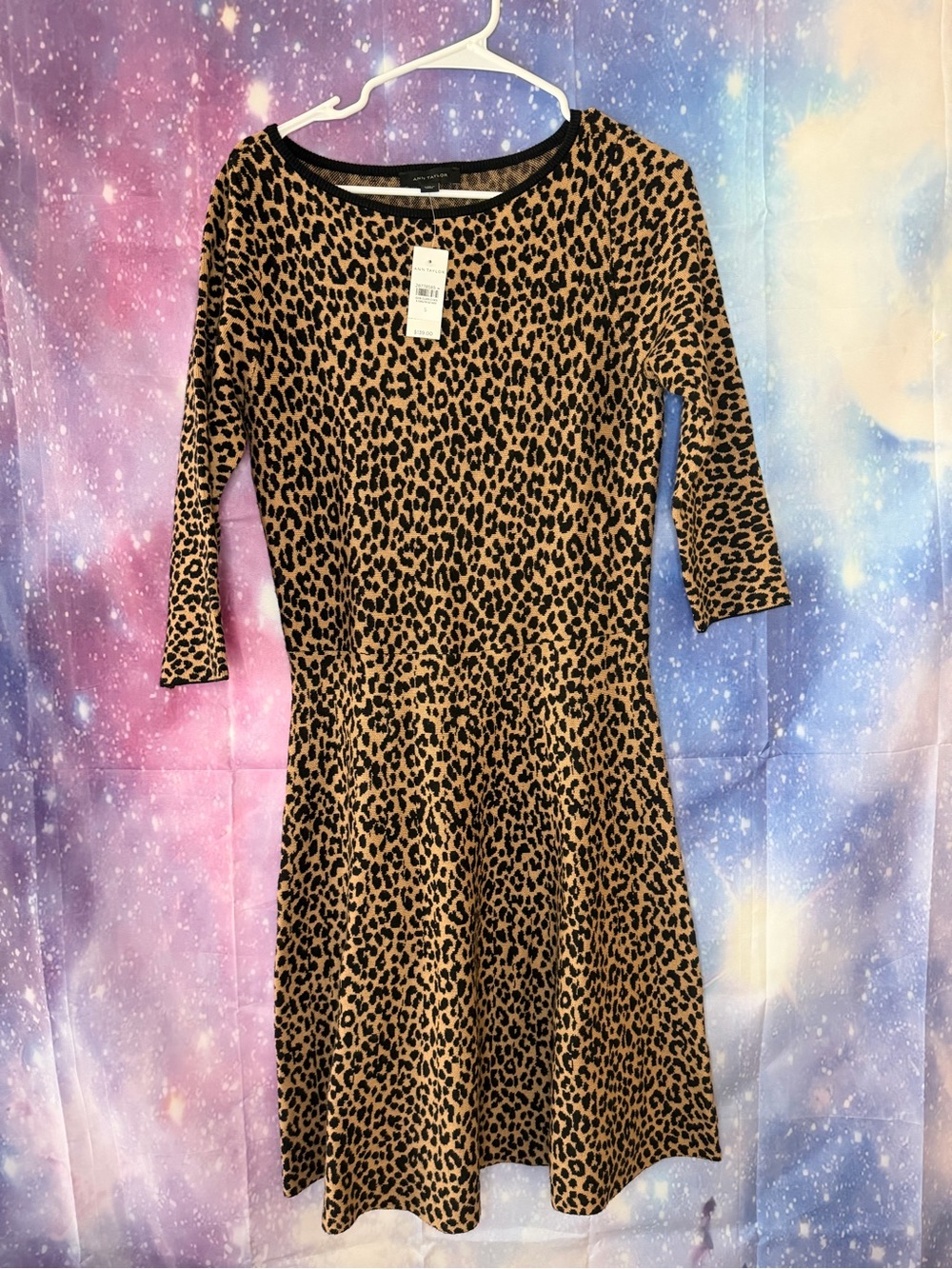 New Ann Taylor leapord print sweater knit dress